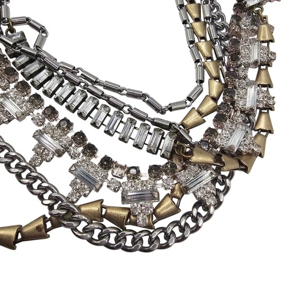 Stella & Dot Sutton 17" Necklace Multi Layers Mixed Metals 5 in 1 Multiple Opt - Picture 7 of 16